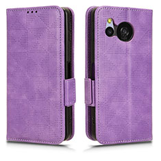 Coque Portefeuille Livre Cuir Etui Clapet C02X pour Sharp Aquos Sense8 Violet