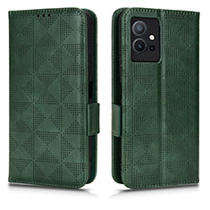 Coque Portefeuille Livre Cuir Etui Clapet C02X pour Vivo iQOO Z6 5G Vert