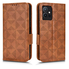 Coque Portefeuille Livre Cuir Etui Clapet C02X pour Vivo T1 5G India Marron