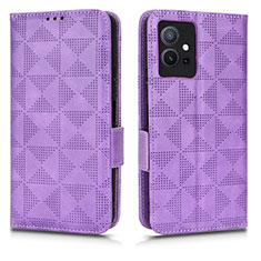 Coque Portefeuille Livre Cuir Etui Clapet C02X pour Vivo T1 5G India Violet