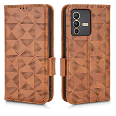 Coque Portefeuille Livre Cuir Etui Clapet C02X pour Vivo V23 Pro 5G Marron