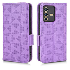 Coque Portefeuille Livre Cuir Etui Clapet C02X pour Vivo V23 Pro 5G Violet