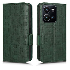 Coque Portefeuille Livre Cuir Etui Clapet C02X pour Vivo Y35 4G Vert