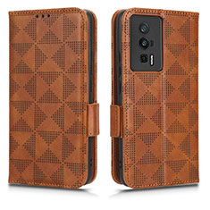 Coque Portefeuille Livre Cuir Etui Clapet C02X pour Xiaomi Poco F5 Pro 5G Marron