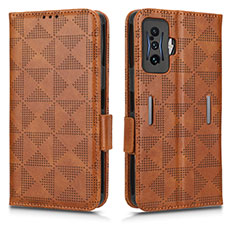 Coque Portefeuille Livre Cuir Etui Clapet C02X pour Xiaomi Redmi K50 Gaming AMG F1 5G Marron