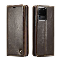 Coque Portefeuille Livre Cuir Etui Clapet C03S pour Samsung Galaxy S20 Ultra 5G Marron