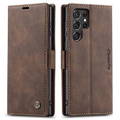 Coque Portefeuille Livre Cuir Etui Clapet C03S pour Samsung Galaxy S22 Ultra 5G Marron