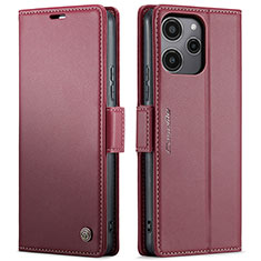 Coque Portefeuille Livre Cuir Etui Clapet C03S pour Xiaomi Poco M6 Pro 5G Rouge