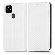 Coque Portefeuille Livre Cuir Etui Clapet C03X pour Google Pixel 5 XL 5G Blanc