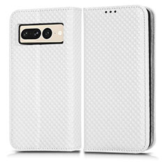 Coque Portefeuille Livre Cuir Etui Clapet C03X pour Google Pixel 7 Pro 5G Blanc