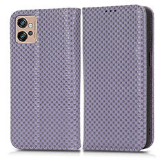 Coque Portefeuille Livre Cuir Etui Clapet C03X pour Motorola Moto G32 Violet