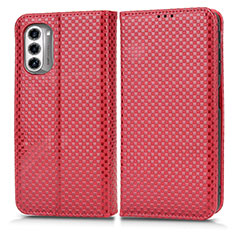 Coque Portefeuille Livre Cuir Etui Clapet C03X pour Motorola Moto G52j 5G Rouge