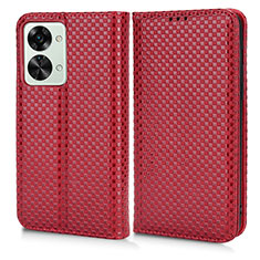 Coque Portefeuille Livre Cuir Etui Clapet C03X pour OnePlus Nord 2T 5G Rouge