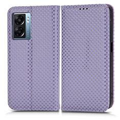 Coque Portefeuille Livre Cuir Etui Clapet C03X pour Oppo A56S 5G Violet