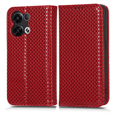 Coque Portefeuille Livre Cuir Etui Clapet C03X pour Oppo Reno8 Pro 5G Rouge