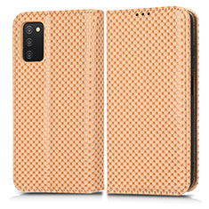 Coque Portefeuille Livre Cuir Etui Clapet C03X pour Samsung Galaxy M02s Or