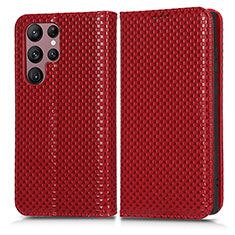 Coque Portefeuille Livre Cuir Etui Clapet C03X pour Samsung Galaxy S25 Ultra 5G Rouge