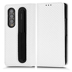 Coque Portefeuille Livre Cuir Etui Clapet C03X pour Samsung Galaxy Z Fold3 5G Blanc