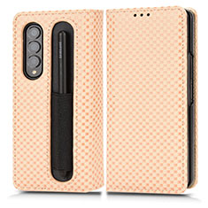 Coque Portefeuille Livre Cuir Etui Clapet C03X pour Samsung Galaxy Z Fold3 5G Or