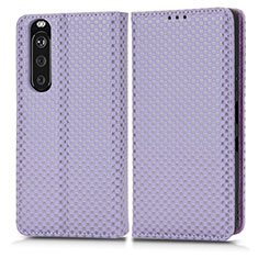 Coque Portefeuille Livre Cuir Etui Clapet C03X pour Sony Xperia 1 III Violet