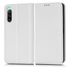 Coque Portefeuille Livre Cuir Etui Clapet C03X pour Sony Xperia 10 V Blanc