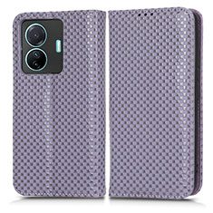 Coque Portefeuille Livre Cuir Etui Clapet C03X pour Vivo T1 Pro 5G Violet