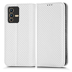 Coque Portefeuille Livre Cuir Etui Clapet C03X pour Vivo V23 5G Blanc