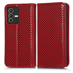 Coque Portefeuille Livre Cuir Etui Clapet C03X pour Vivo V23 5G Rouge