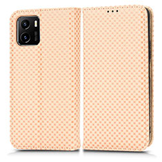 Coque Portefeuille Livre Cuir Etui Clapet C03X pour Vivo Y10 Or