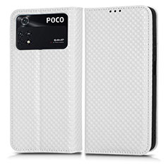 Coque Portefeuille Livre Cuir Etui Clapet C03X pour Xiaomi Poco M4 Pro 4G Blanc