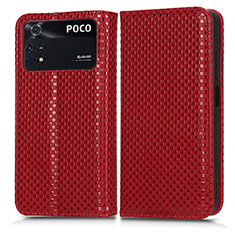 Coque Portefeuille Livre Cuir Etui Clapet C03X pour Xiaomi Poco M4 Pro 4G Rouge