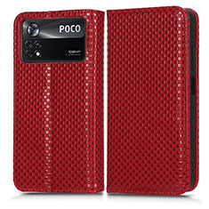 Coque Portefeuille Livre Cuir Etui Clapet C03X pour Xiaomi Poco X4 Pro 5G Rouge