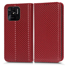 Coque Portefeuille Livre Cuir Etui Clapet C03X pour Xiaomi Redmi 10C 4G Rouge