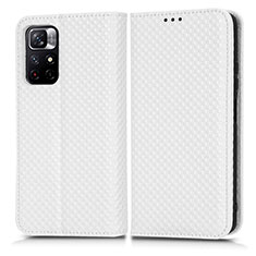 Coque Portefeuille Livre Cuir Etui Clapet C03X pour Xiaomi Redmi Note 11 5G Blanc