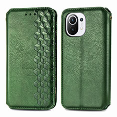 Coque Portefeuille Livre Cuir Etui Clapet C04 pour Xiaomi Mi 11 Lite 5G NE Vert