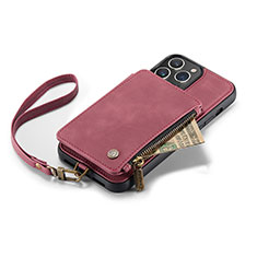 Coque Portefeuille Livre Cuir Etui Clapet C04S pour Apple iPhone 14 Pro Max Rouge