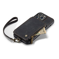 Coque Portefeuille Livre Cuir Etui Clapet C04S pour Apple iPhone 14 Pro Noir