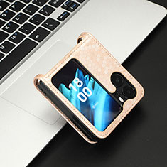 Coque Portefeuille Livre Cuir Etui Clapet C04X pour Oppo Find N2 Flip 5G Or