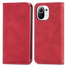 Coque Portefeuille Livre Cuir Etui Clapet C05 pour Xiaomi Mi 11 Lite 4G Rouge