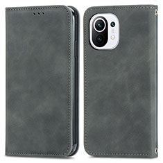 Coque Portefeuille Livre Cuir Etui Clapet C05 pour Xiaomi Mi 11 Lite 5G NE Gris