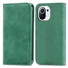 Coque Portefeuille Livre Cuir Etui Clapet C05 pour Xiaomi Mi 11 Lite 5G NE Vert