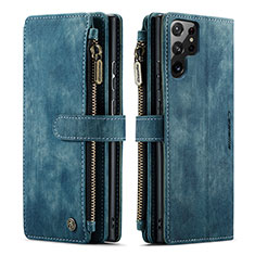 Coque Portefeuille Livre Cuir Etui Clapet C06S pour Samsung Galaxy S21 Ultra 5G Bleu