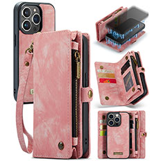 Coque Portefeuille Livre Cuir Etui Clapet C07S pour Apple iPhone 16 Pro Max Or Rose