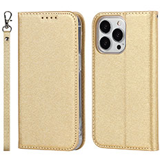 Coque Portefeuille Livre Cuir Etui Clapet D01T pour Apple iPhone 13 Pro Max Or