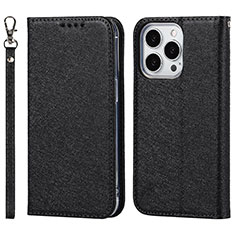 Coque Portefeuille Livre Cuir Etui Clapet D01T pour Apple iPhone 14 Pro Max Noir