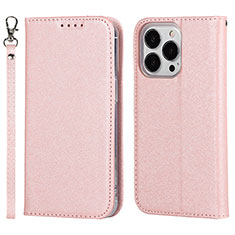 Coque Portefeuille Livre Cuir Etui Clapet D01T pour Apple iPhone 14 Pro Rose