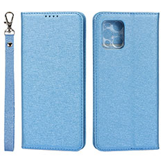 Coque Portefeuille Livre Cuir Etui Clapet D01T pour Oppo Find X3 5G Bleu