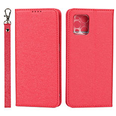 Coque Portefeuille Livre Cuir Etui Clapet D01T pour Oppo Find X3 5G Rouge