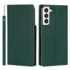 Coque Portefeuille Livre Cuir Etui Clapet D01T pour Samsung Galaxy S21 FE 5G Vert