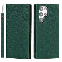 Coque Portefeuille Livre Cuir Etui Clapet D01T pour Samsung Galaxy S21 Ultra 5G Vert